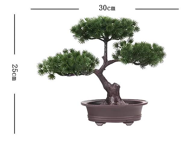 Штучний бонсай RESTEQ у горщику 25х30 см — декоративна рослина для дому, офісу та інтер'єру - Фото 2