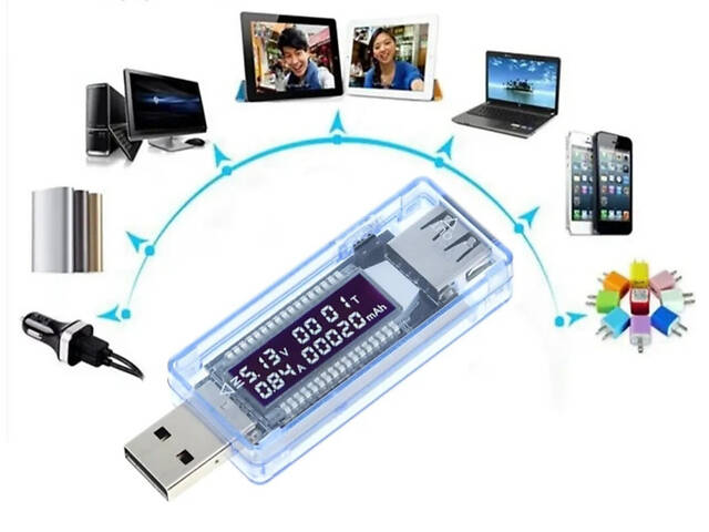Вимірювач напруги струму, тестер ємності акумулятора, USB вимірювач напруги струму зарядного пристрою - Фото 1