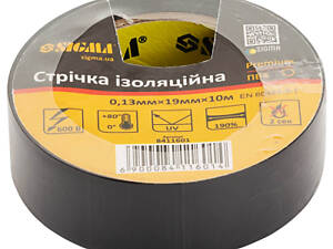 Ізоляційна стрічка Sigma ПВХ чорна 0.13мм*19мм*10м Premium (8411601)