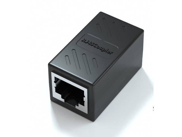 З'єднувач RJ45 8P8C мама / мама RJ45 для з'єднання кабелю, екранований, чорний, Q50 - Фото 1