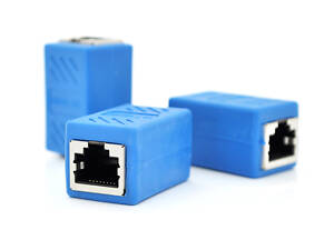 З'єднувач RJ45 8P8C мама / мама RJ45 для з'єднання кабелю, екранований, блакитний, Q50