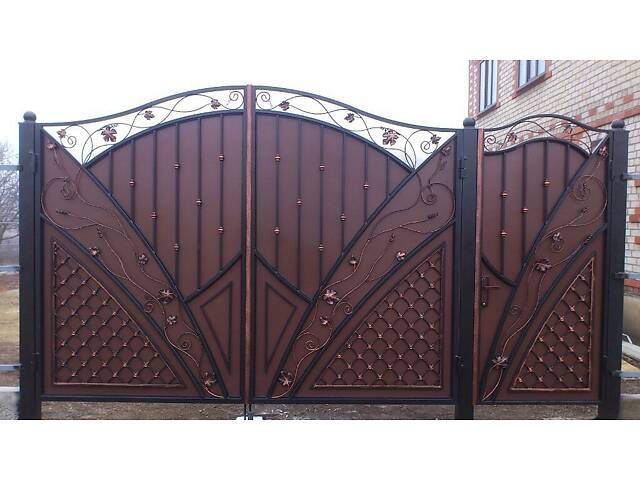 Заборы кованые, сварные, из профлиста. Навес. Ворота. - Фото 3