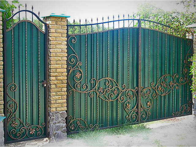 Заборы кованые, сварные, из профлиста. Навес. Ворота. - Фото 52