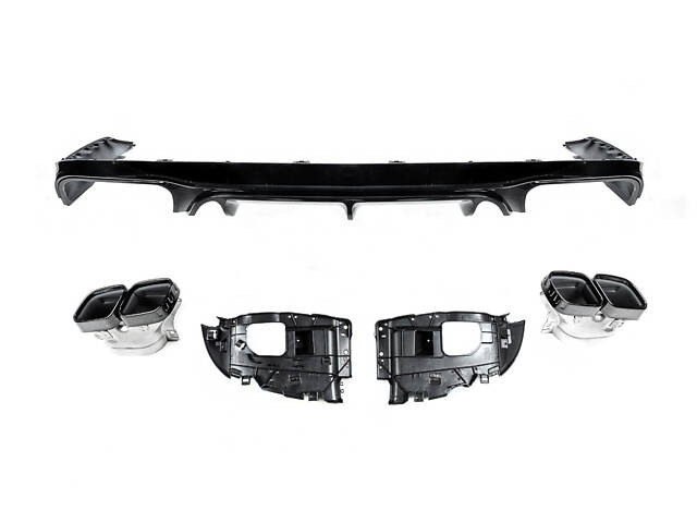 Задний диффузор Black с насадками Black (Дизайн AMG63) для Mercedes E-class coupe C238 2016-2024 гг - Фото 2