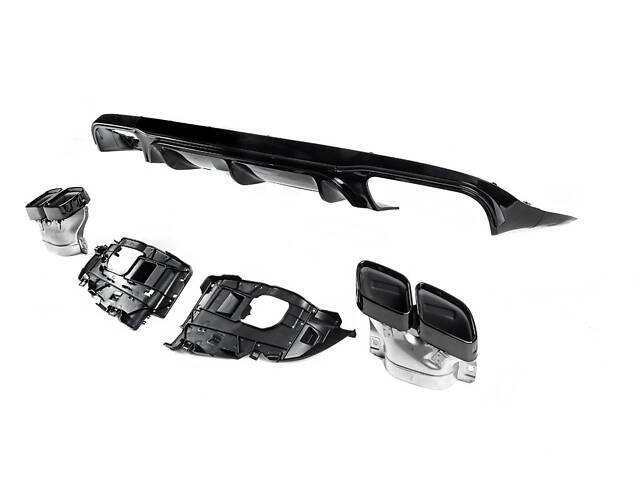 Задний диффузор Black с насадками Black (Дизайн AMG63) для Mercedes E-class coupe C238 2016-2024 гг - Фото 4