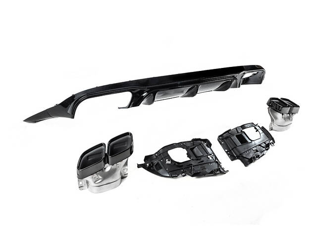 Задний диффузор Black с насадками Black (Дизайн AMG63) для Mercedes E-class coupe C238 2016-2024 гг - Фото 5