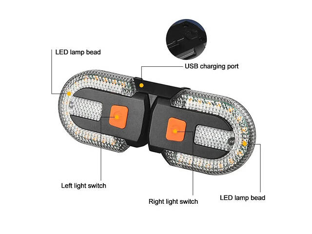 Задній габаритний вело ліхтар із поворотами FY-1825 'STOP' (yellow), дистанційний пульт - Фото 3