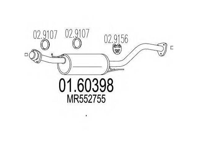 Задня частина вихлопної системи MTS 0160398 на MITSUBISHI G-WAGON (K90)