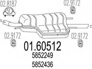 Задня частина вихлопної системи MTS 0160512 на OPEL ASTRA G седан (F69_)