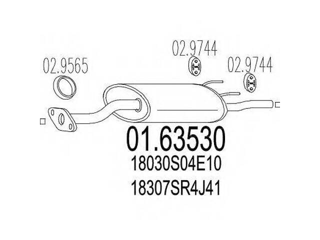 Задня частина вихлопної системи MTS 0163530 на HONDA CIVIC Mk IV седан (EG, EH)