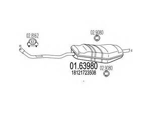 Задня частина вихлопної системи MTS 0163980 на BMW 5 седан (E34)