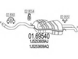 Задняя часть выхлопной системы MTS 0169540 на SKODA OCTAVIA (1U2)