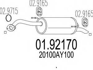 Задняя часть выхлопной системы MTS 0192170 на NISSAN MARCH II (K11)