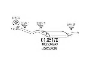 Задня частина вихлопної системи MTS 0195170 на VW GOLF Mk III (1H1)