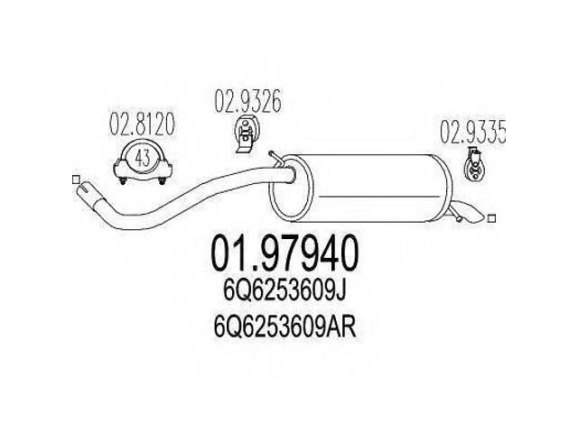 Задня частина вихлопної системи MTS 0197940 на VW POLO (9N_)