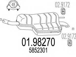 Задняя часть выхлопной системы MTS 0198270 на OPEL ASTRA H (L48)