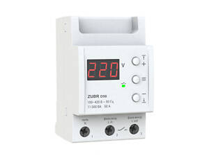 Защитное реле напряжения однофазное D50 на DIN-рейку, 50А, 11000ВА, 120-280В, трехмодульное с индикатором напряжения (Красный)