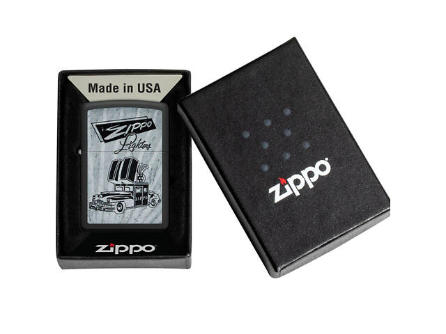 Зажигалка бензиновая Zippo 218 Car Ad Design Черно-серая (48572) - Фото 4