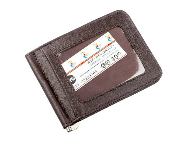 Зажим для купюр денег карманы для карточек коричневый 718938 - Фото 1