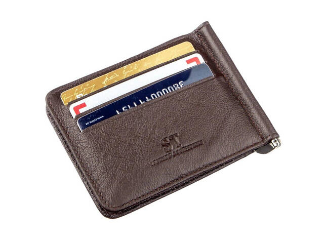 Зажим для купюр денег карманы для карточек коричневый 718938 - Фото 3