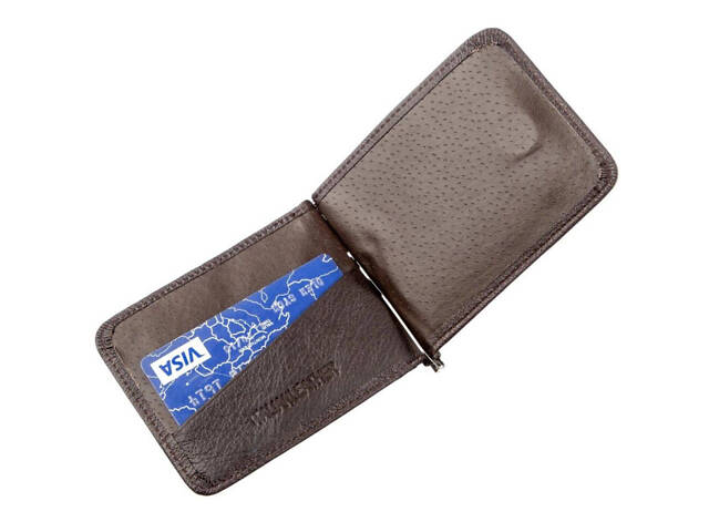 Зажим для купюр денег карманы для карточек коричневый 718938 - Фото 4