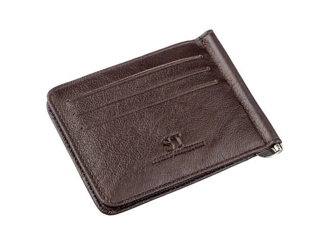 Зажим для купюр денег карманы для карточек коричневый 718938 - Фото 6