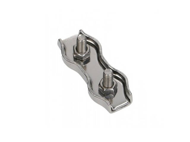 Затискач подвійний ø2мм M4 30x14мм для троса цинк білий (100 шт.) [3S20000005S0200020] Metalvis - Фото 1