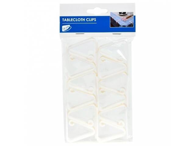 Затискачі для скатертини для стола Білі (12 шт./уп.), фіксатор тримач для скатертини пластиковий - Фото 1