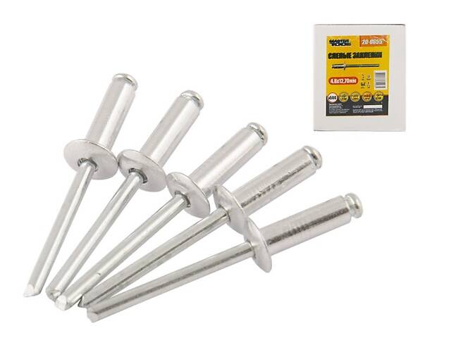 Заклепки алюмінієві витяжні MASTERTOOL 4.8х12.70 мм 500 шт 20-0655 - Фото 1