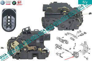 Замок передніх лівих дверей електричний ( на 8 контактів ) 6X1837013H VW/ВОЛЬКС ВАГЕН TRANSPORTER V 2003-/ТРАНСПОРТ