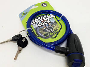 Замок велосипедний KIHUU LOCK 187, 10*65 тросовий, 2 ключі. Колір: синій