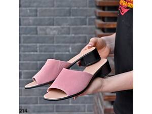 Замшевые шлепанцы на каблуках 38-24-5 см