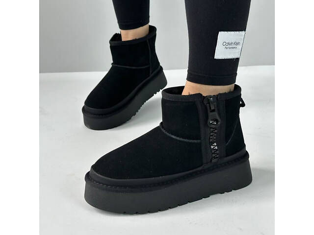 Замшеві уггі на платформі, натуральне хутро 36р код 3529 - Фото 1