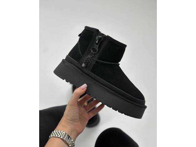 Замшеві уггі на платформі, натуральне хутро 36р код 3529 - Фото 2