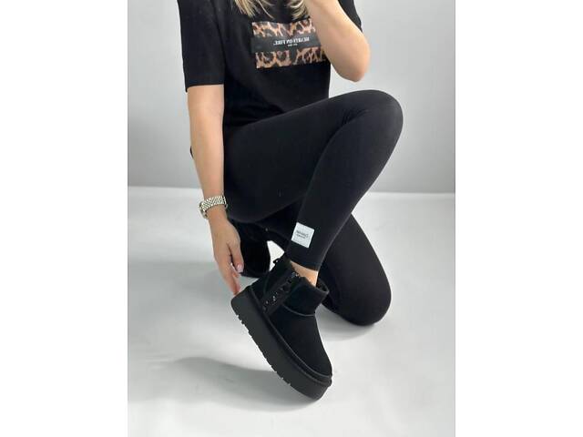 Замшеві уггі на платформі, натуральне хутро 36р код 3529 - Фото 5