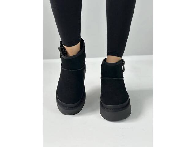 Замшеві уггі на платформі, натуральне хутро 36р код 3529 - Фото 3