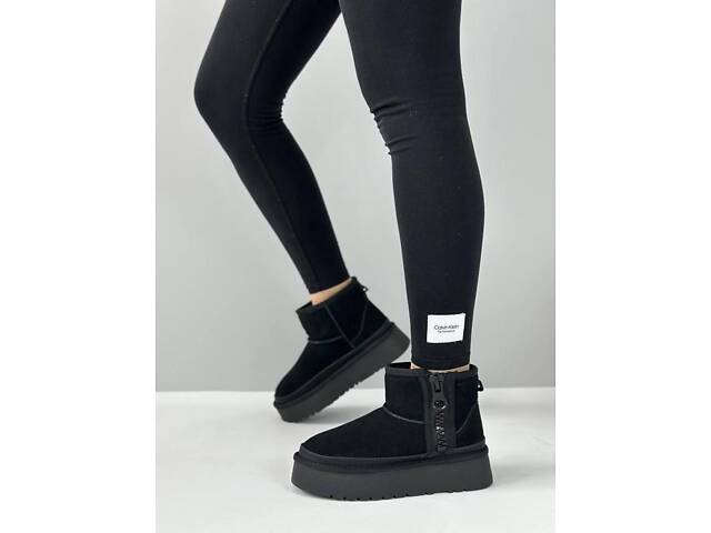 Замшеві уггі на платформі, натуральне хутро 36р код 3529 - Фото 6