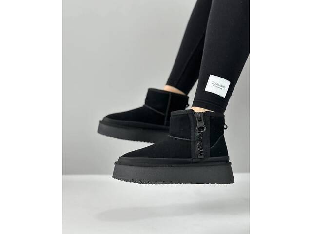 Замшеві уггі на платформі, натуральне хутро 36р код 3529 - Фото 8