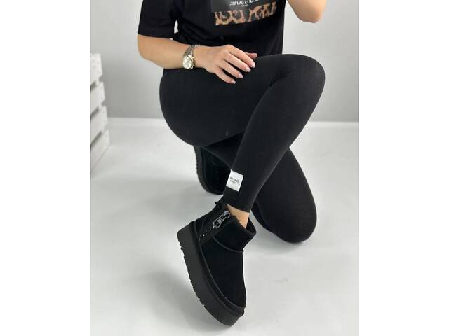 Замшеві уггі на платформі, натуральне хутро 36р код 3529 - Фото 9