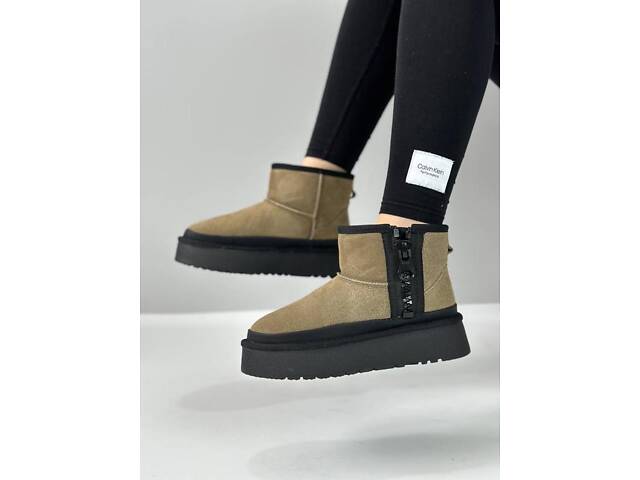 Замшеві уггі на платформі, угги з замком, уги замок 36,38р код 3528 38 - Фото 4