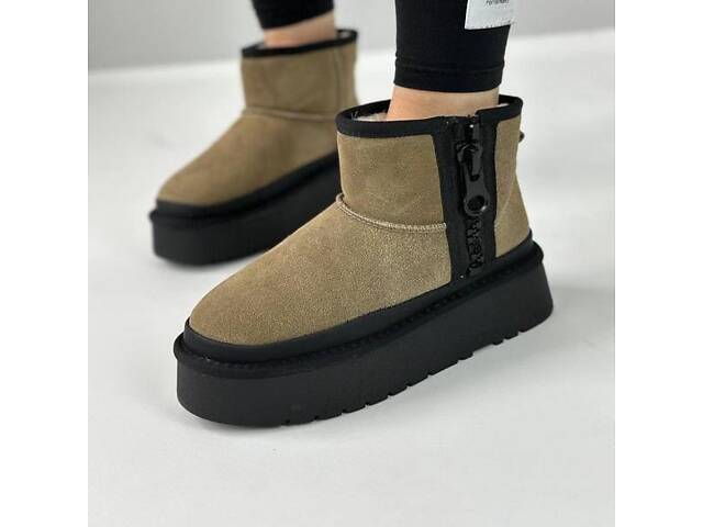 Замшеві уггі на платформі, угги з замком, уги замок 36,38р код 3528 38 - Фото 1