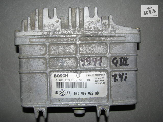 Б/у блок управления двигателем Volkswagen Golf III/Vento 1.4i ABD 1994-1995, 030906026AB, BOSCH 02612 -арт№9941-