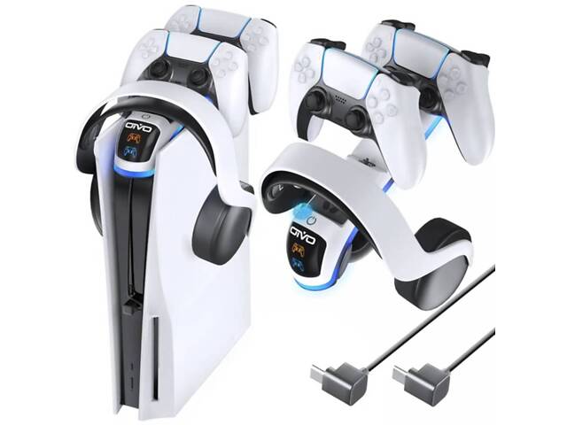 Зарядка для джойстика Otvo DualSense устройство для контроллера PS на 2 геймпада Белый - Фото 1