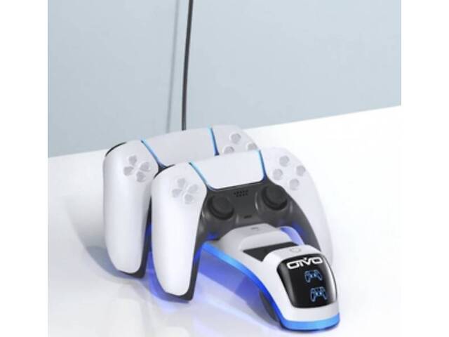 Зарядка для джойстика Otvo DualSense устройство для контроллера PS на 2 геймпада Белый - Фото 2