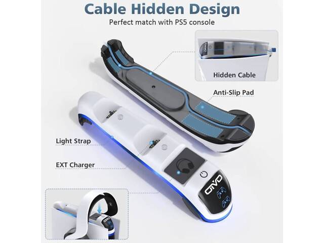 Зарядка для джойстика Otvo DualSense устройство для контроллера PS на 2 геймпада Белый - Фото 3