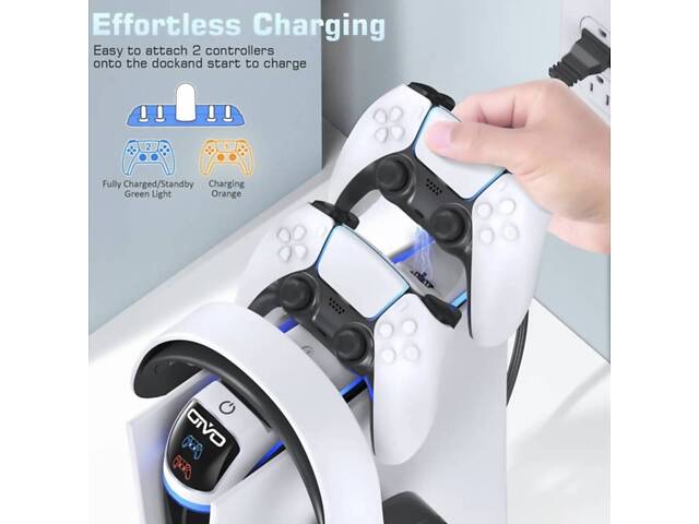 Зарядка для джойстика Otvo DualSense устройство для контроллера PS на 2 геймпада Белый - Фото 4