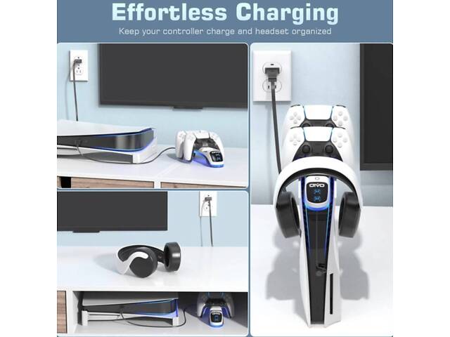 Зарядка для джойстика Otvo DualSense устройство для контроллера PS на 2 геймпада Белый - Фото 6