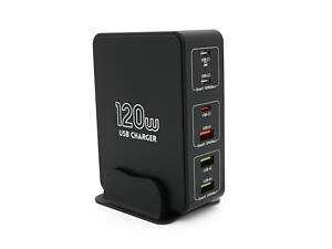 Зарядна станція V-818H потужністю 120W, Output: 3USB+3Type-C, DC: 5V/3, 9V/3A, 12V/3A, 20V/3.25A, Black