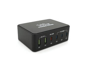 Зарядная станция V-118H мощностью 140W, Output: 2USB+4Type-C, DC:5V/3, 9V/3A,12V/3A, 15V/3A, 20V/5A, Black