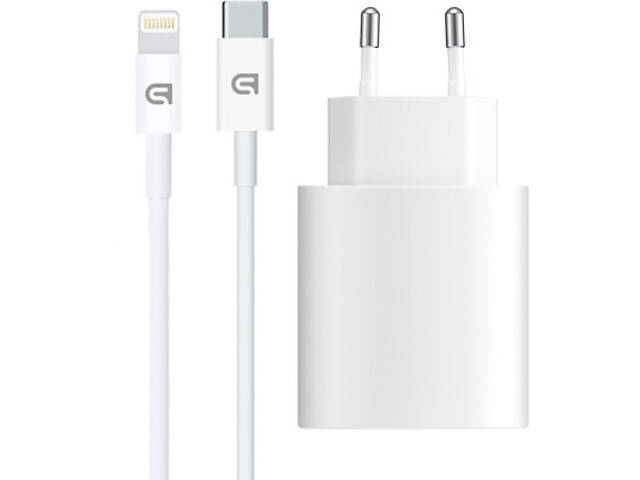 Зарядний пристрій Armorstandart AMHJ83 20W USB-C White + кабель USB-C to Lightning (ARM77724) - Фото 1